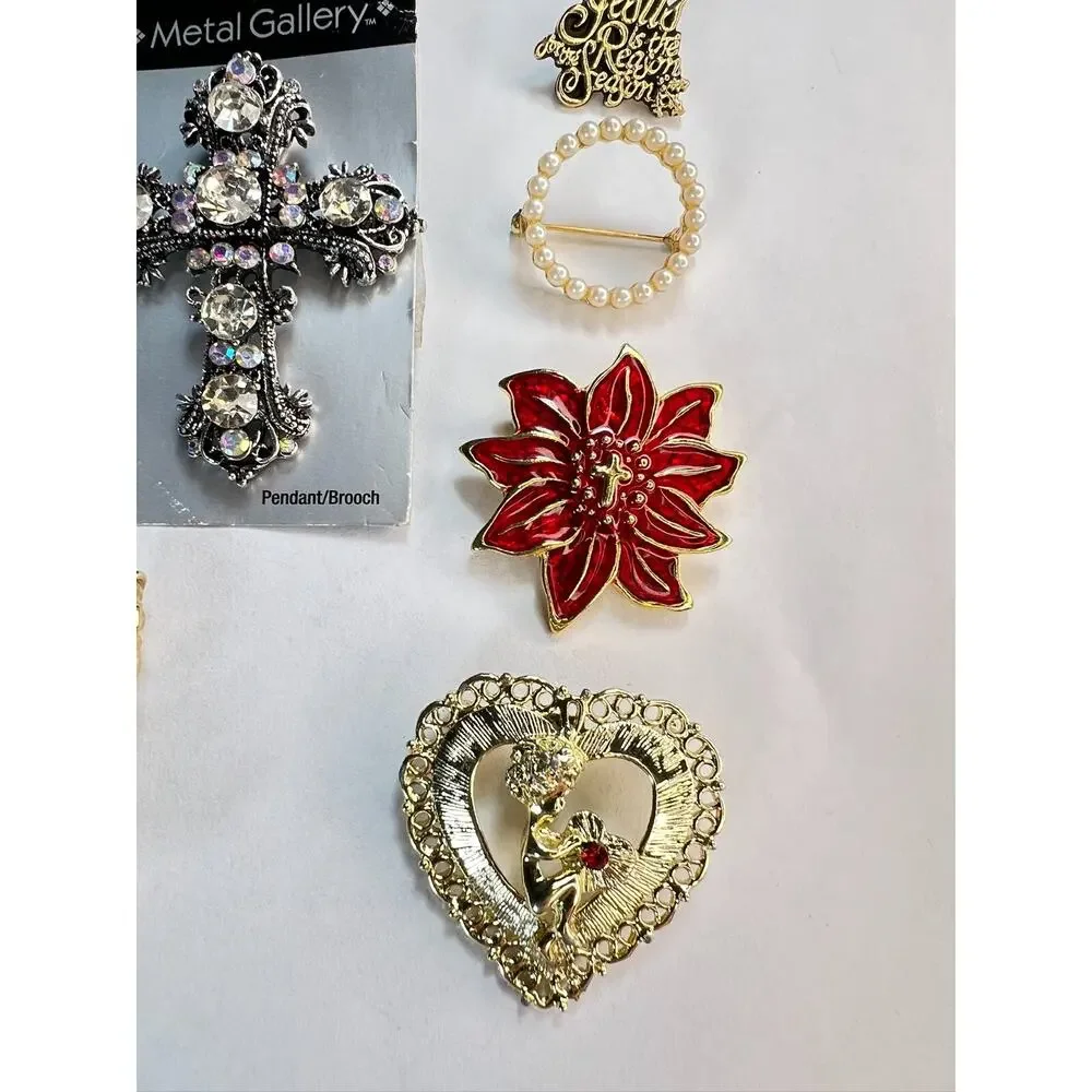 Vintage To Modern Lot Of 6 Brooch Pins Some Signed
